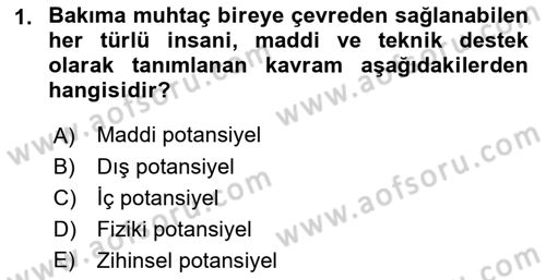 Bakım Elemanı Yetiştirme Ve Geliştirme 1 Dersi 2022 - 2023 Yılı (Final) Dönem Sonu Sınavı 1. Soru