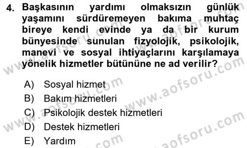 Bakım Elemanı Yetiştirme Ve Geliştirme 1 Dersi 2022 - 2023 Yılı (Final) Dönem Sonu Sınav Soruları 4. Soru