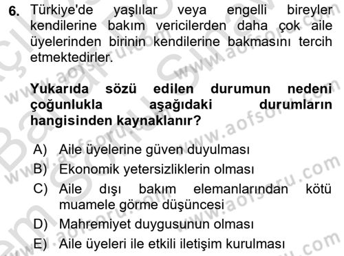 Bakım Elemanı Yetiştirme Ve Geliştirme 1 Dersi 2022 - 2023 Yılı (Final) Dönem Sonu Sınavı 6. Soru