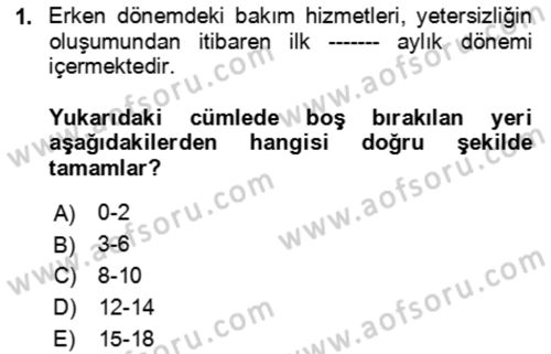Bakım Elemanı Yetiştirme Ve Geliştirme 1 Dersi 2022 - 2023 Yılı Yaz Okulu Sınav Soruları 1. Soru