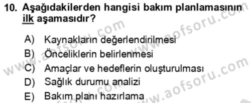 Bakım Elemanı Yetiştirme Ve Geliştirme 1 Dersi 2022 - 2023 Yılı Yaz Okulu Sınav Soruları 10. Soru