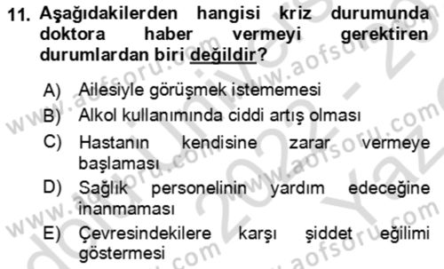 Bakım Elemanı Yetiştirme Ve Geliştirme 1 Dersi 2022 - 2023 Yılı Yaz Okulu Sınav Soruları 11. Soru
