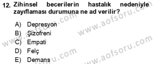 Bakım Elemanı Yetiştirme Ve Geliştirme 1 Dersi 2022 - 2023 Yılı Yaz Okulu Sınav Soruları 12. Soru