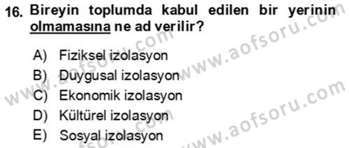 Bakım Elemanı Yetiştirme Ve Geliştirme 1 Dersi 2022 - 2023 Yılı Yaz Okulu Sınav Soruları 16. Soru