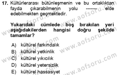 Bakım Elemanı Yetiştirme Ve Geliştirme 1 Dersi 2022 - 2023 Yılı Yaz Okulu Sınav Soruları 17. Soru