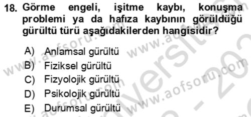 Bakım Elemanı Yetiştirme Ve Geliştirme 1 Dersi 2022 - 2023 Yılı Yaz Okulu Sınav Soruları 18. Soru