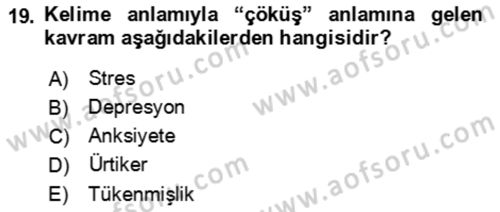 Bakım Elemanı Yetiştirme Ve Geliştirme 1 Dersi 2022 - 2023 Yılı Yaz Okulu Sınav Soruları 19. Soru