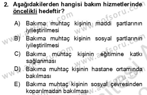 Bakım Elemanı Yetiştirme Ve Geliştirme 1 Dersi 2022 - 2023 Yılı Yaz Okulu Sınav Soruları 2. Soru