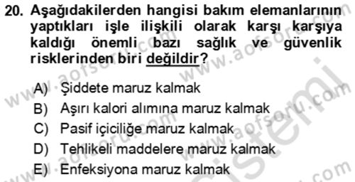Bakım Elemanı Yetiştirme Ve Geliştirme 1 Dersi 2022 - 2023 Yılı Yaz Okulu Sınav Soruları 20. Soru