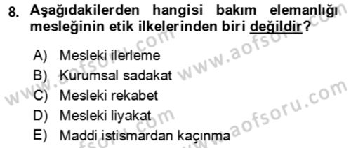 Bakım Elemanı Yetiştirme Ve Geliştirme 1 Dersi 2022 - 2023 Yılı Yaz Okulu Sınav Soruları 8. Soru