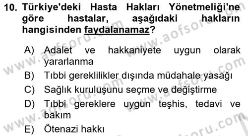 Bakım Elemanı Yetiştirme Ve Geliştirme 1 Dersi 2024 - 2025 Yılı (Vize) Ara Sınavı 10. Soru