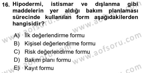 Bakım Elemanı Yetiştirme Ve Geliştirme 1 Dersi 2024 - 2025 Yılı (Vize) Ara Sınavı 16. Soru