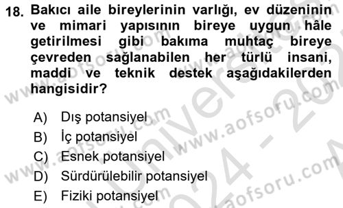 Bakım Elemanı Yetiştirme Ve Geliştirme 1 Dersi 2024 - 2025 Yılı (Vize) Ara Sınavı 18. Soru