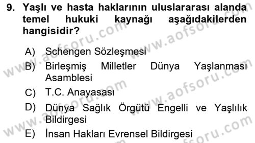 Bakım Elemanı Yetiştirme Ve Geliştirme 1 Dersi 2024 - 2025 Yılı (Vize) Ara Sınavı 9. Soru