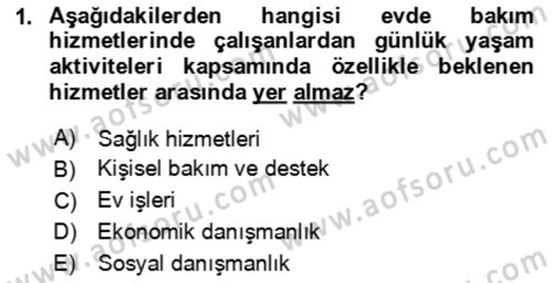 Bakım Elemanı Yetiştirme Ve Geliştirme 1 Dersi 2024 - 2025 Yılı (Final) Dönem Sonu Sınav Soruları 1. Soru
