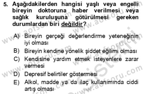 Bakım Elemanı Yetiştirme Ve Geliştirme 1 Dersi 2024 - 2025 Yılı (Final) Dönem Sonu Sınav Soruları 5. Soru