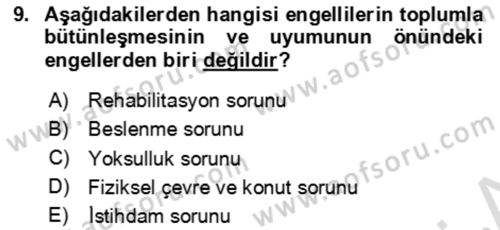 Bakım Elemanı Yetiştirme Ve Geliştirme 1 Dersi 2024 - 2025 Yılı (Final) Dönem Sonu Sınav Soruları 9. Soru