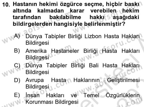 Bakım Elemanı Yetiştirme Ve Geliştirme 1 Dersi 2025 - 2026 Yılı (Vize) Ara Sınav Soruları 10. Soru