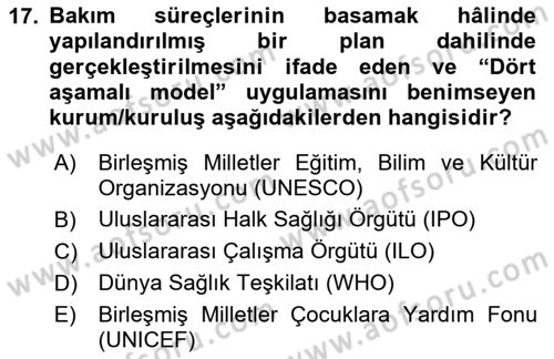 Bakım Elemanı Yetiştirme Ve Geliştirme 1 Dersi 2025 - 2026 Yılı (Vize) Ara Sınav Soruları 17. Soru