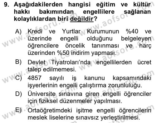 Bakım Elemanı Yetiştirme Ve Geliştirme 1 Dersi 2025 - 2026 Yılı (Vize) Ara Sınav Soruları 9. Soru