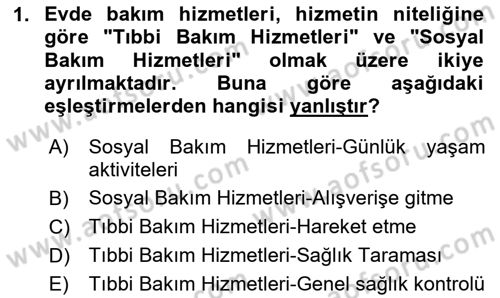 Bakım Elemanı Yetiştirme Ve Geliştirme 1 Dersi 2025 - 2026 Yılı (Final) Dönem Sonu Sınav Soruları 1. Soru