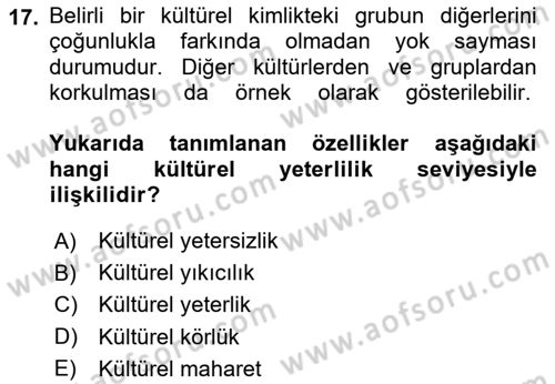 Bakım Elemanı Yetiştirme Ve Geliştirme 1 Dersi 2025 - 2026 Yılı (Final) Dönem Sonu Sınav Soruları 17. Soru