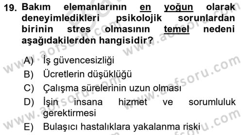 Bakım Elemanı Yetiştirme Ve Geliştirme 1 Dersi 2025 - 2026 Yılı (Final) Dönem Sonu Sınav Soruları 19. Soru