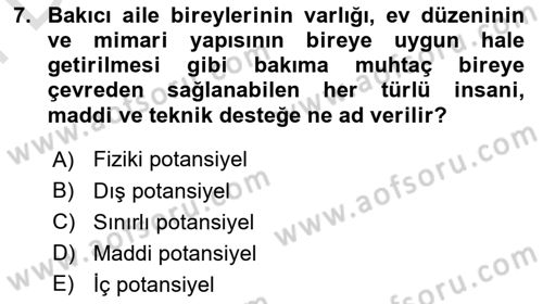 Bakım Elemanı Yetiştirme Ve Geliştirme 1 Dersi 2025 - 2026 Yılı (Final) Dönem Sonu Sınav Soruları 7. Soru