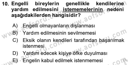 Bakım Elemanı Yetiştirme Ve Geliştirme 1 Dersi 2025 - 2026 Yılı Yaz Okulu Sınav Soruları 10. Soru