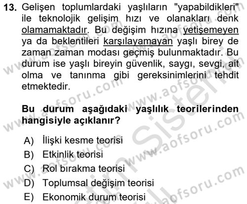 Bakım Elemanı Yetiştirme Ve Geliştirme 1 Dersi 2025 - 2026 Yılı Yaz Okulu Sınav Soruları 13. Soru