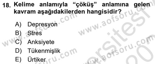 Bakım Elemanı Yetiştirme Ve Geliştirme 1 Dersi 2025 - 2026 Yılı Yaz Okulu Sınav Soruları 18. Soru