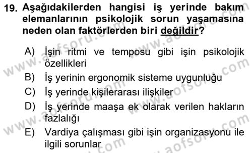 Bakım Elemanı Yetiştirme Ve Geliştirme 1 Dersi 2025 - 2026 Yılı Yaz Okulu Sınav Soruları 19. Soru