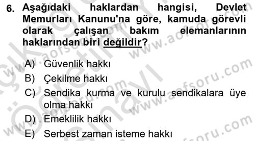 Bakım Elemanı Yetiştirme Ve Geliştirme 1 Dersi 2025 - 2026 Yılı Yaz Okulu Sınav Soruları 6. Soru