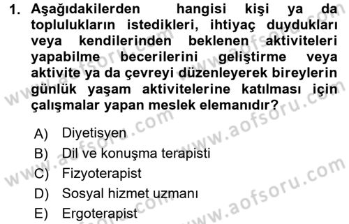 Bakım Elemanı Yetiştirme Ve Geliştirme 2 Dersi 2015 - 2016 Yılı (Vize) Ara Sınav Soruları 1. Soru