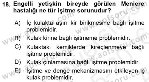 Bakım Elemanı Yetiştirme Ve Geliştirme 2 Dersi 2015 - 2016 Yılı (Vize) Ara Sınav Soruları 18. Soru