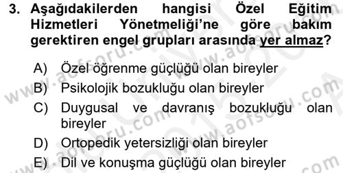 Bakım Elemanı Yetiştirme Ve Geliştirme 2 Dersi 2015 - 2016 Yılı (Vize) Ara Sınav Soruları 3. Soru