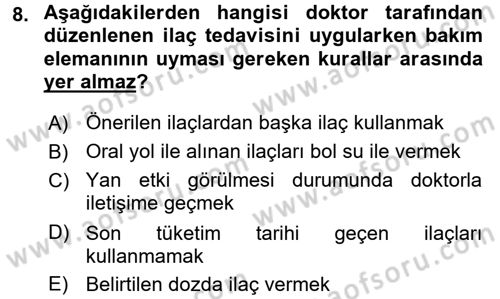 Bakım Elemanı Yetiştirme Ve Geliştirme 2 Dersi 2015 - 2016 Yılı (Vize) Ara Sınav Soruları 8. Soru