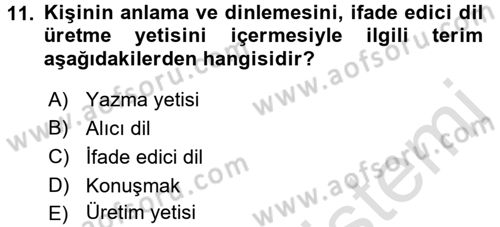 Bakım Elemanı Yetiştirme Ve Geliştirme 2 Dersi 2015 - 2016 Yılı (Final) Dönem Sonu Sınav Soruları 11. Soru