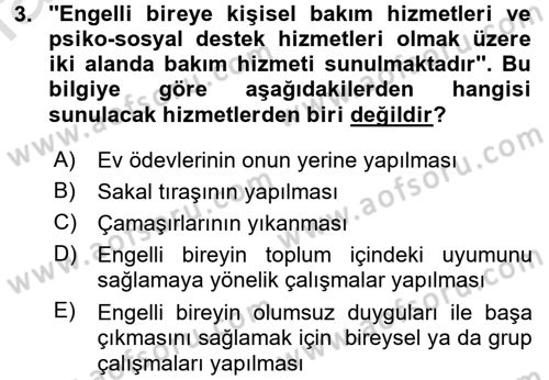Bakım Elemanı Yetiştirme Ve Geliştirme 2 Dersi 2015 - 2016 Yılı (Final) Dönem Sonu Sınav Soruları 3. Soru