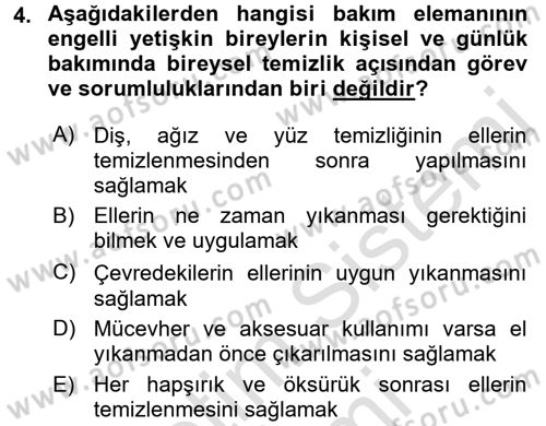 Bakım Elemanı Yetiştirme Ve Geliştirme 2 Dersi 2015 - 2016 Yılı (Final) Dönem Sonu Sınav Soruları 4. Soru