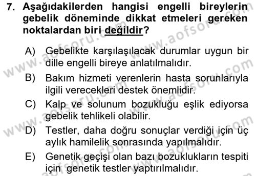 Bakım Elemanı Yetiştirme Ve Geliştirme 2 Dersi 2015 - 2016 Yılı (Final) Dönem Sonu Sınav Soruları 7. Soru
