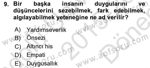 Bakım Elemanı Yetiştirme Ve Geliştirme 2 Dersi 2015 - 2016 Yılı (Final) Dönem Sonu Sınav Soruları 9. Soru