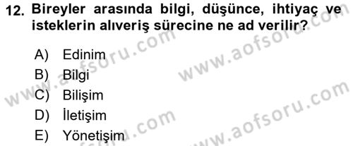 Bakım Elemanı Yetiştirme Ve Geliştirme 2 Dersi 2016 - 2017 Yılı (Vize) Ara Sınav Soruları 12. Soru