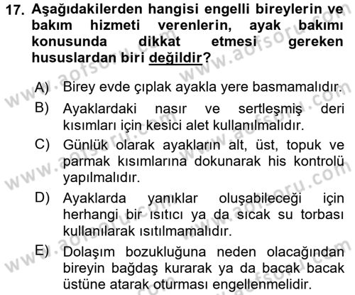 Bakım Elemanı Yetiştirme Ve Geliştirme 2 Dersi 2016 - 2017 Yılı (Vize) Ara Sınav Soruları 17. Soru