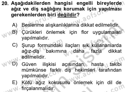 Bakım Elemanı Yetiştirme Ve Geliştirme 2 Dersi 2016 - 2017 Yılı (Vize) Ara Sınav Soruları 20. Soru