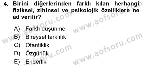Bakım Elemanı Yetiştirme Ve Geliştirme 2 Dersi 2016 - 2017 Yılı (Vize) Ara Sınav Soruları 4. Soru