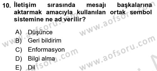 Bakım Elemanı Yetiştirme Ve Geliştirme 2 Dersi 2016 - 2017 Yılı (Final) Dönem Sonu Sınav Soruları 10. Soru