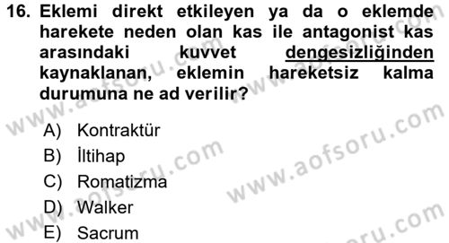 Bakım Elemanı Yetiştirme Ve Geliştirme 2 Dersi 2016 - 2017 Yılı (Final) Dönem Sonu Sınav Soruları 16. Soru