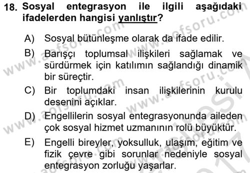 Bakım Elemanı Yetiştirme Ve Geliştirme 2 Dersi 2016 - 2017 Yılı (Final) Dönem Sonu Sınav Soruları 18. Soru