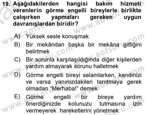 Bakım Elemanı Yetiştirme Ve Geliştirme 2 Dersi 2016 - 2017 Yılı (Final) Dönem Sonu Sınav Soruları 19. Soru